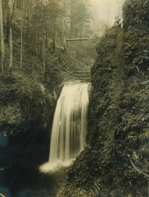 Historical Photo of Lower Fall with Big Pipe